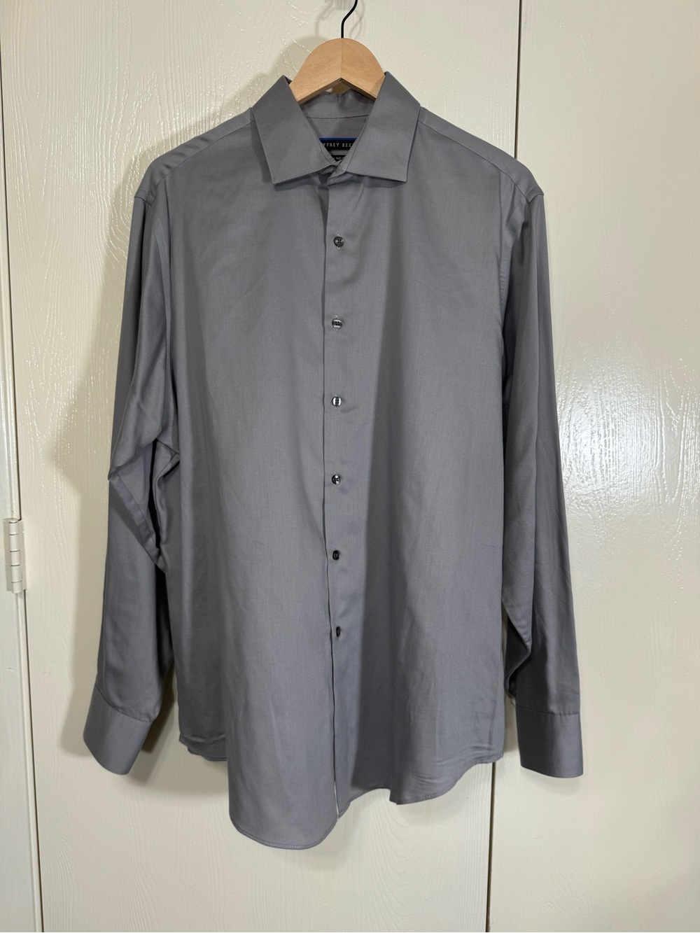 GEOFFREY BEENE Gray Long Sleeve Dress Shirt Fitted No Iron Size 16 1/2